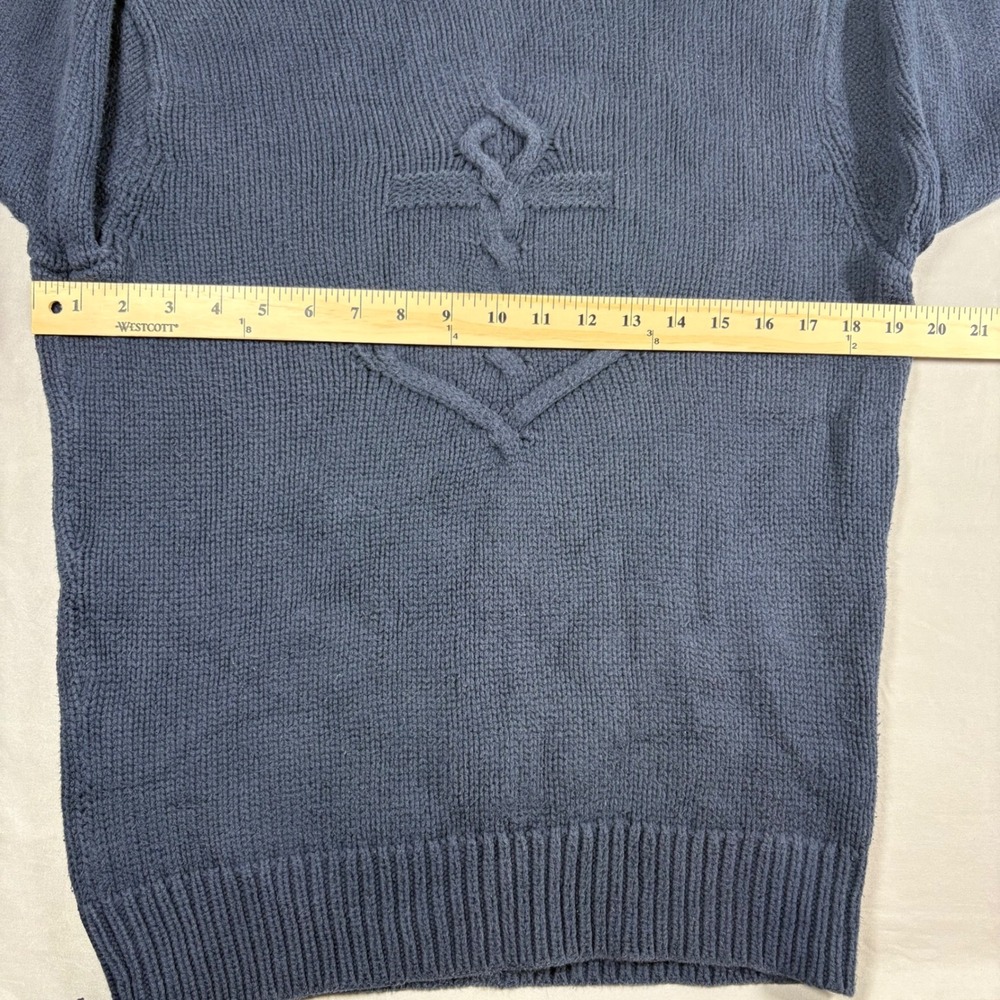 J.Crew Re-Imagined Mens Small Navy Blue Cotton Anchor Cable Knit Sweater AM609 - Picture 7 of 8